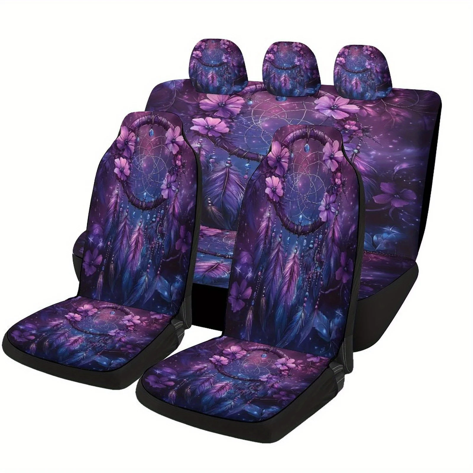 Dreamcatcher In Purple Designed Car Seat Cover Set For Most Cars, Fashion Comfortable Car Seat Protector Covers Full Set, Car S