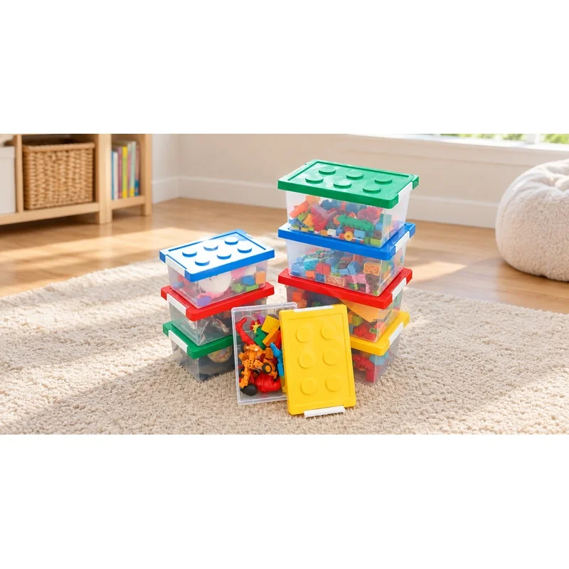 Portable Plastic Storage Box, Multipurpose Kids Organizer for Building Blocks, Toys, Stationery & Bedroom Storage