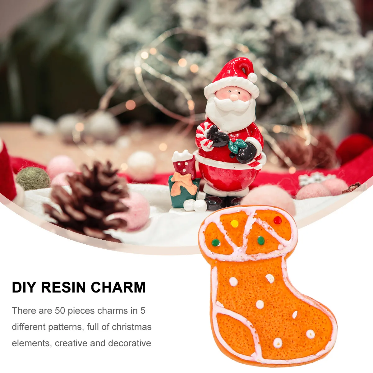 50 pezzi di ciondoli in resina assortiti di Natale fai da te portachiavi collana creazione di gioielli accessori decorativi creativi