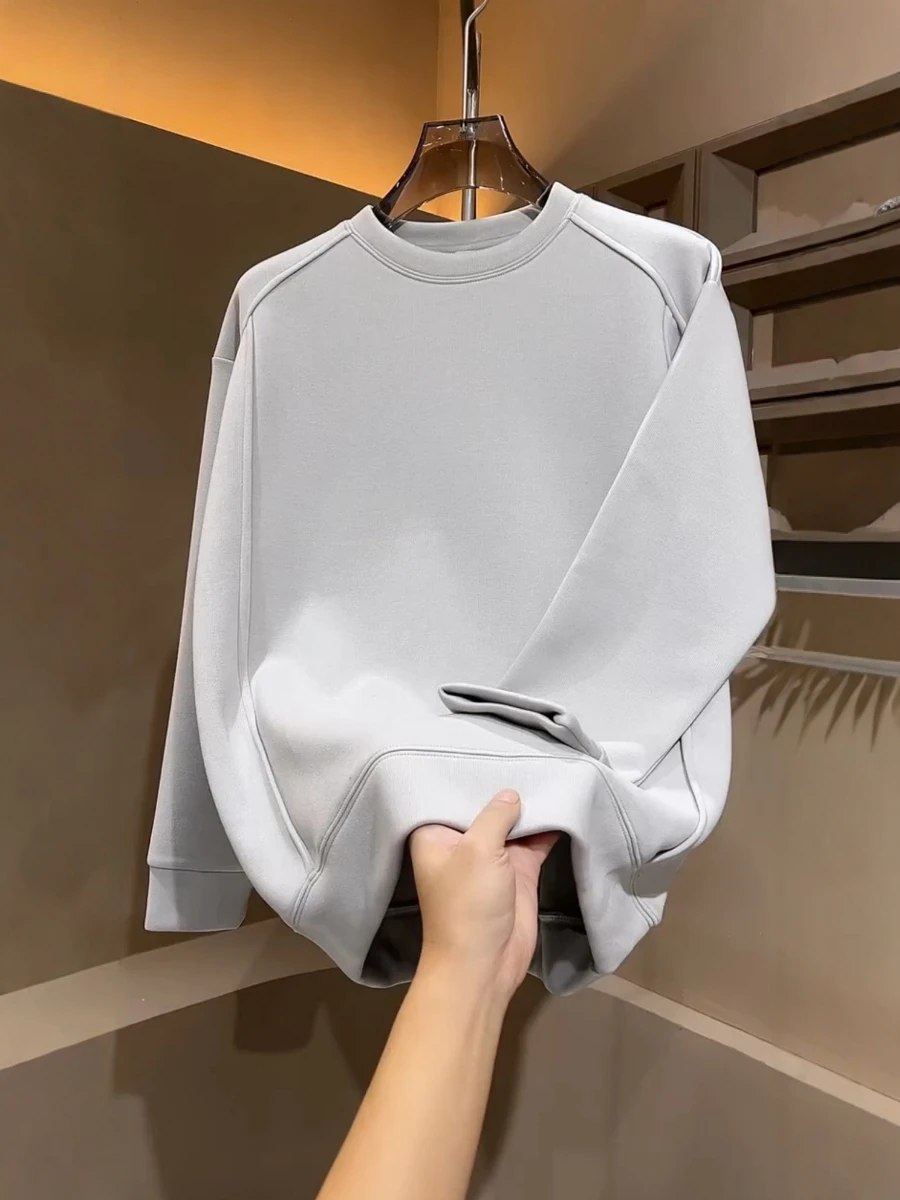 

Модный повседневный мужской свитшот для осени и зимы, новинка, цветной, в стиле High Street, базовый слой, удобный, с длинным рукавом