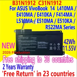 Nowa bateria C31N1912 B31N1912 dla ASUS VivoBook 14 E410MA-EK007TS EK017TS EK018TS EK026TS BV1169TS EK028TS EK087T EK211T EK321T EK378T L410MA E410KA E510MA E510KA F414MA L510MA R522MA Laptop 11.55V 42Wh