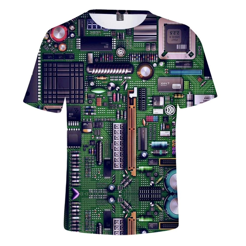 Electronic Chip Hip-hop 3d Printing Outdoor Style Summer Short-sleeved T-shirt Blouse S-7XL