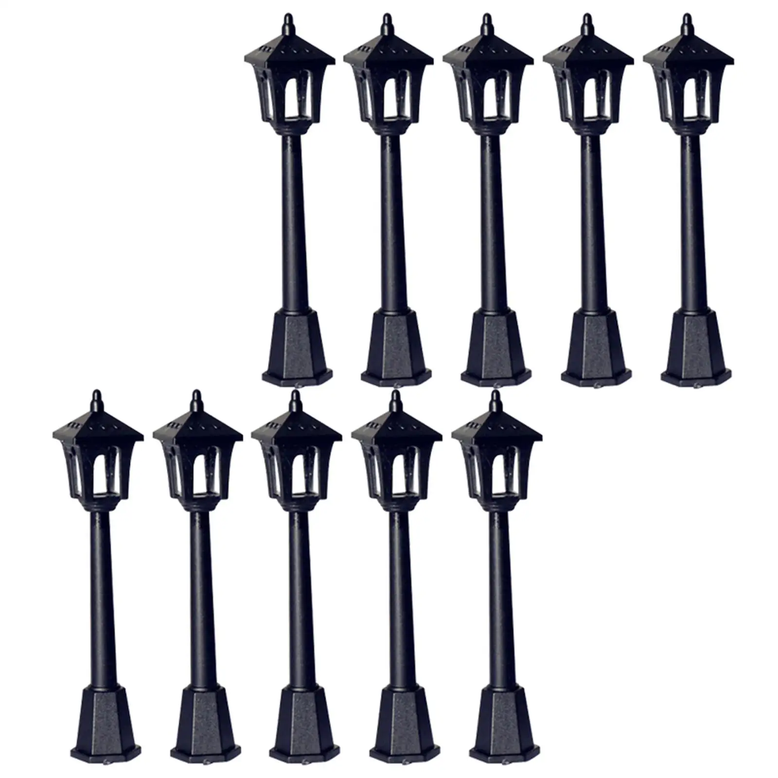 

10Pcs Mini Street Post Lights Garden Street Light Dollhouse Decoration Accessories for Crafts Furnishings Landscape Decorations