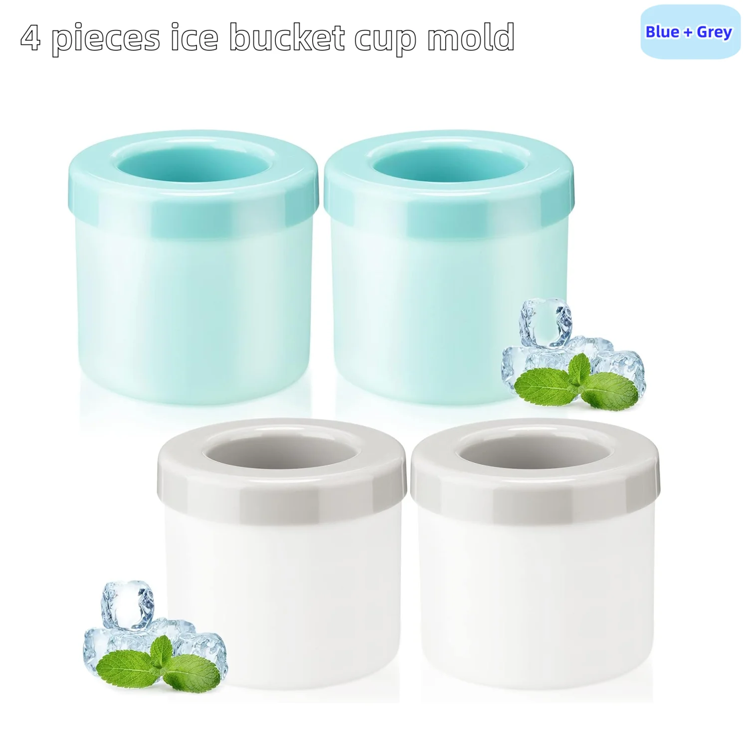 

4-piece ice bucket Cup mold Ice cube tray Food Grade Quick-freeze 60 ice cubes Silicone ice bucket Portable Ice Cube Ice bucket