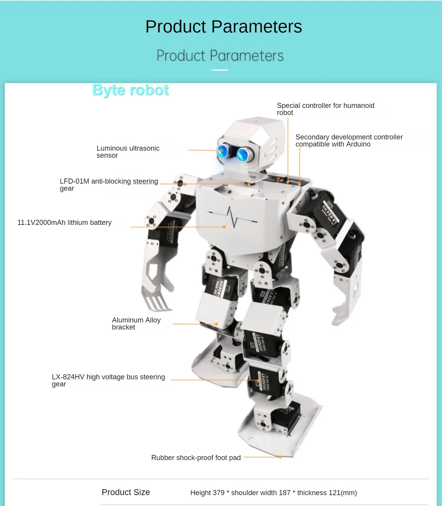 Robot Humanoid menari 17 DOF rakitan dengan 17 buah Kit pengembangan intelijen buatan Servos dapat diprogram