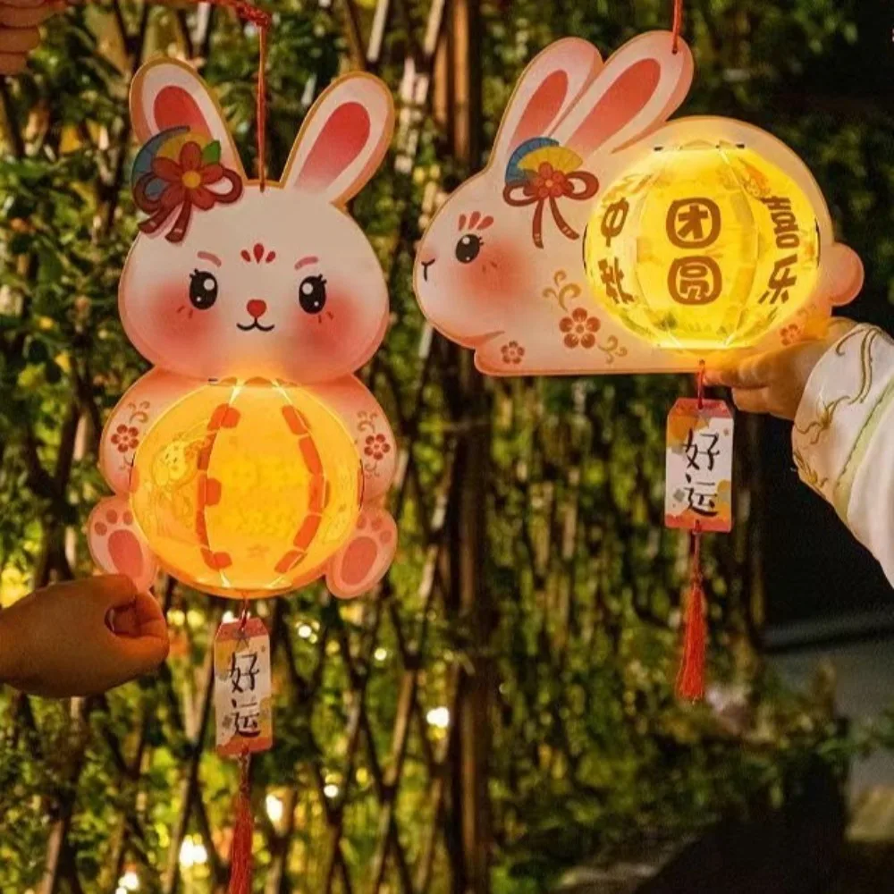 Hanging Rabbit Lantern Luminous Handmade Mid-Autumn Festival Lantern Chinese Glowing Handheld Luminous Lantern Party Decoration