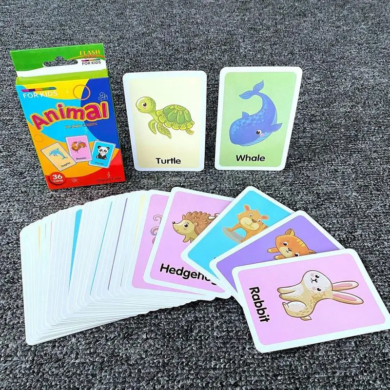 Flash Cards For Toddlers 36PCS Animal Sight Word Games For Kindergarten Preschool Body Parts Educational Flash Cards Montessori