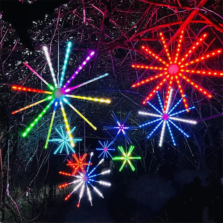 RGB LED Copper Wire Firework String Lights USB Remote Waterproof Christmas Garland Fairy Lights for Garden Party Wedding Decor