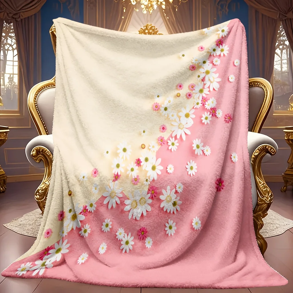 Elegant Pastel Floral Warm Bed Throw Blanket Versatile Home Accent Perfect For Coffee Shop Office Gym Dance Studio Lounge