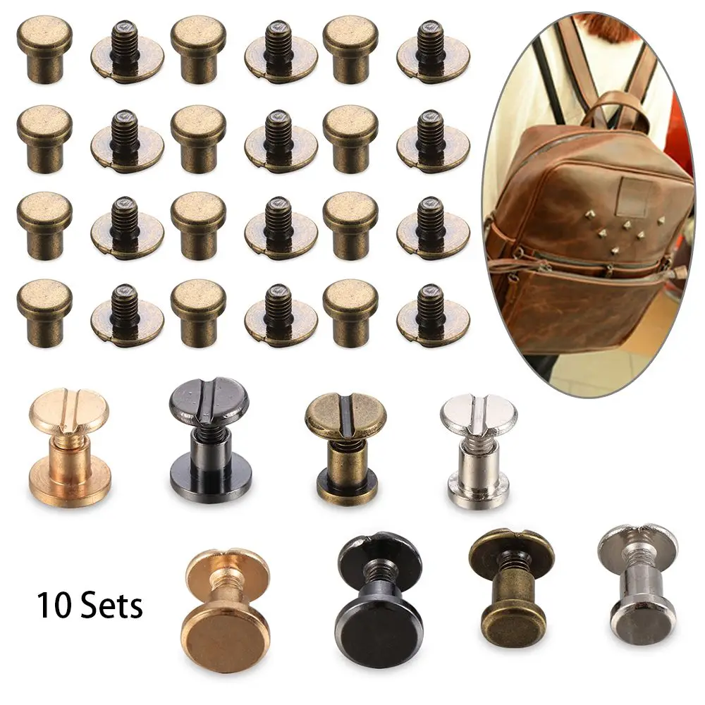 

10sets DIY Shoes Scrapbooking Leather Craft Garment Nail Rivets Brass screw Cloth Button