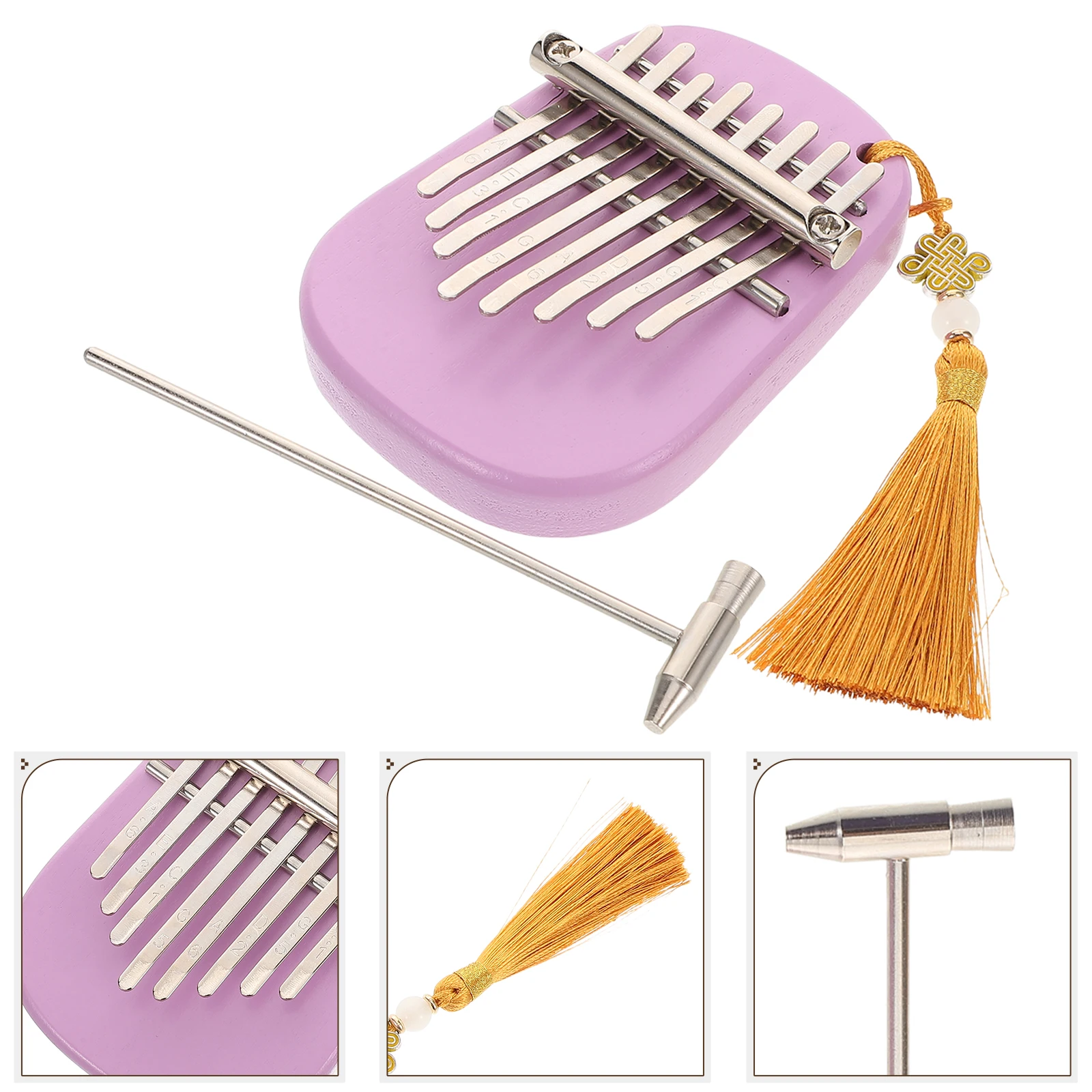 

1 Set 8 Keys Portable Mini Kalimba Thumb Purple Wooden Finger Piano For Beginners Small Musical Instrument Pocket