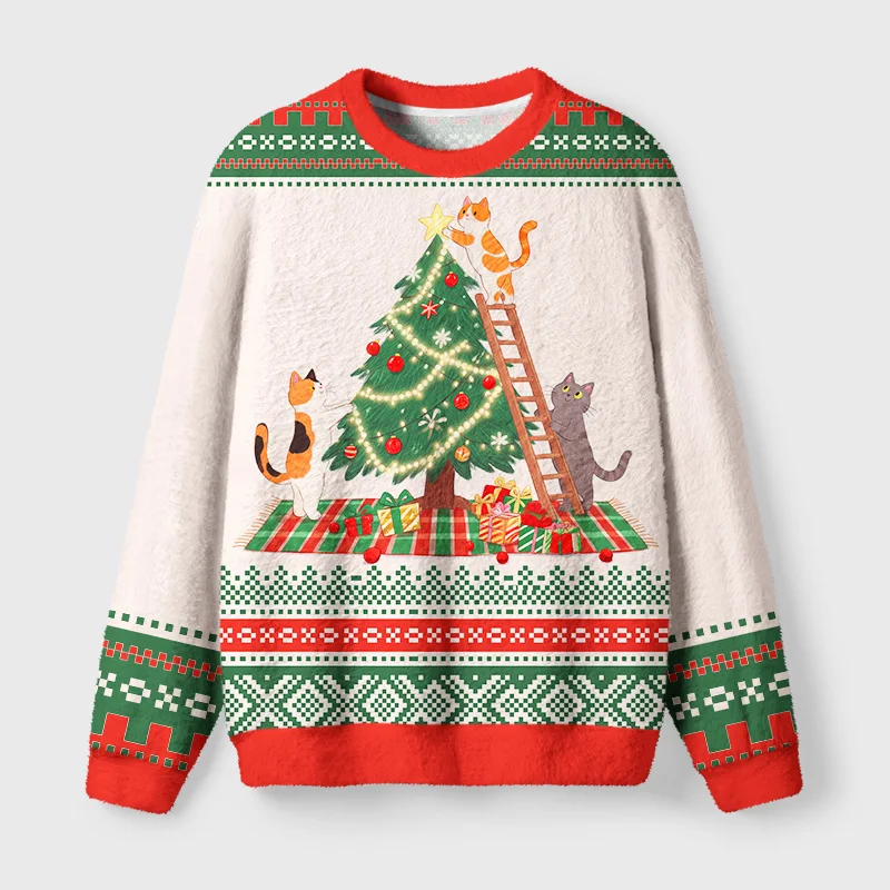 Funny Cat Ugly Sweater, Toast Cat, Play Cat, Koi Cute Cat, Thin Velvet, Adult,Male,Female,Children,Couple,Family Festival Hoodie