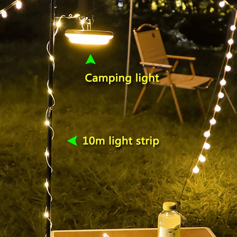 LED Camping Lamp Strip Atmosphere 10M Length IPX4 Waterproof Recyclable Light Belt Lamp For Tent Room Durable Easy Install