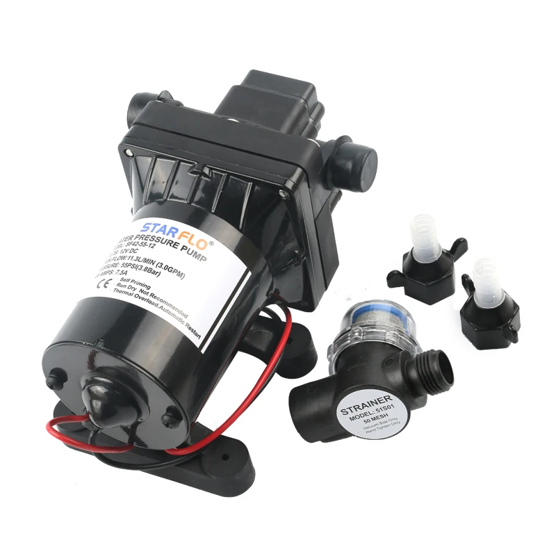 17LPM 40PSI Marine RV Süßwasser-Membranpumpe 12V DC High Flow elektrische Wasserpumpe
