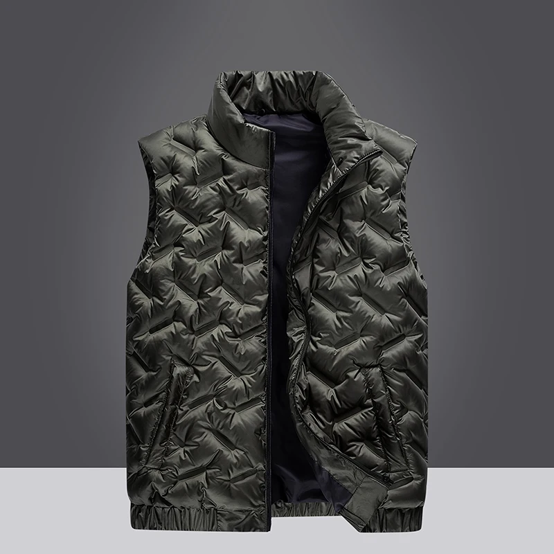 Autumn and Winter Down Cotton Vest Men New Thickened Plus Size Down Cotton Vests Loose Outer Warm Jacket Undershirt with Collar