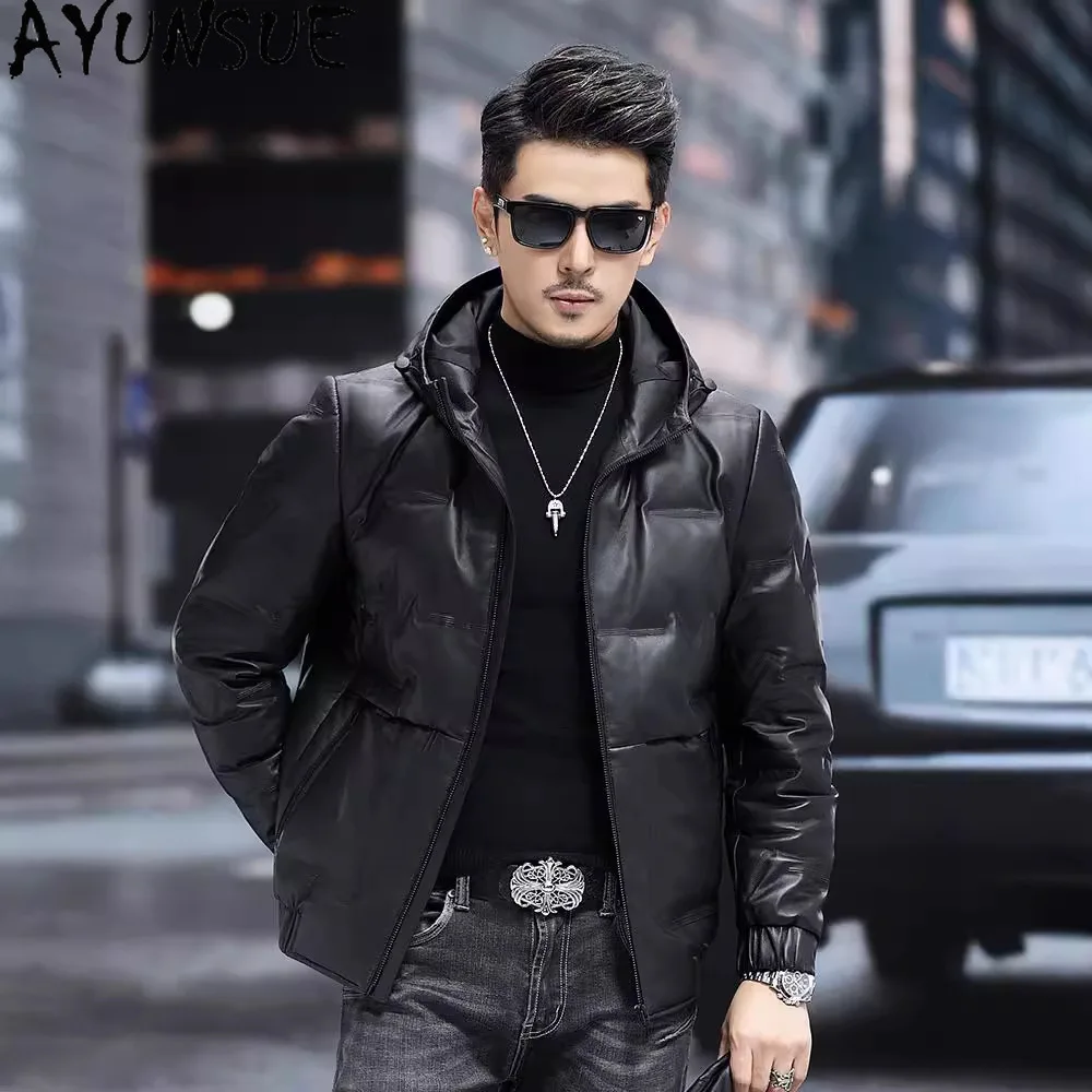 

AYUNSUE Genuine Leather Down Jacket Men Real Sheepskin Coat 2025 Winter Mens Clothes 90% White Duck Down Coats Jaqueta Couro