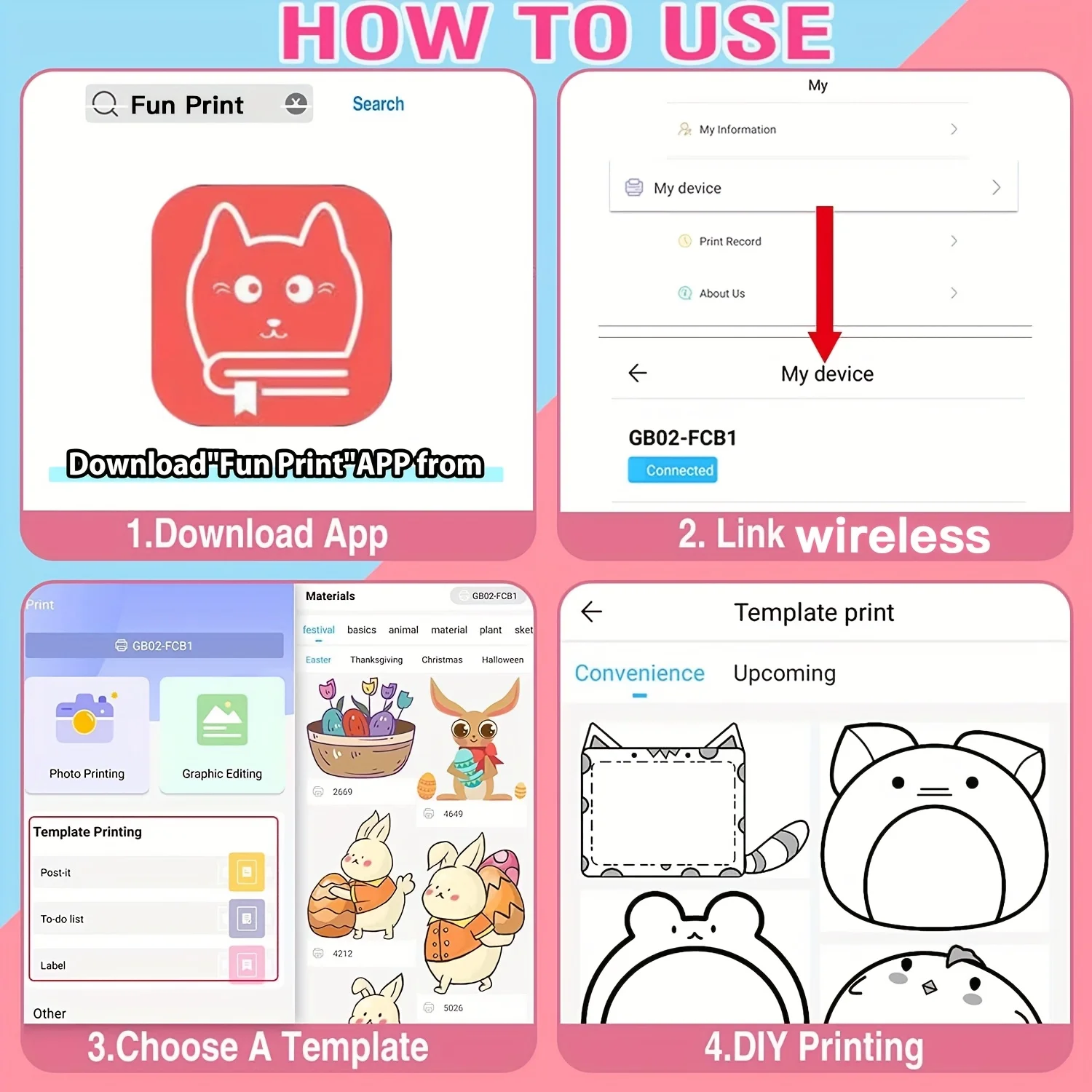 Fun Print  C9 Portable Mini Printers Wireless Bluetooth Inkless Printer Tag Price Machine for Office School Kitchen