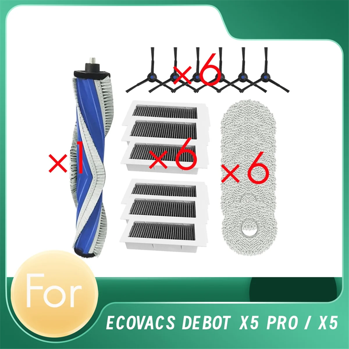 19 Pcs for X5 Pro / X5 Omni Sweeping Robot Accessories Cleaner Parts Replacement Main Side Brush Mop Filter