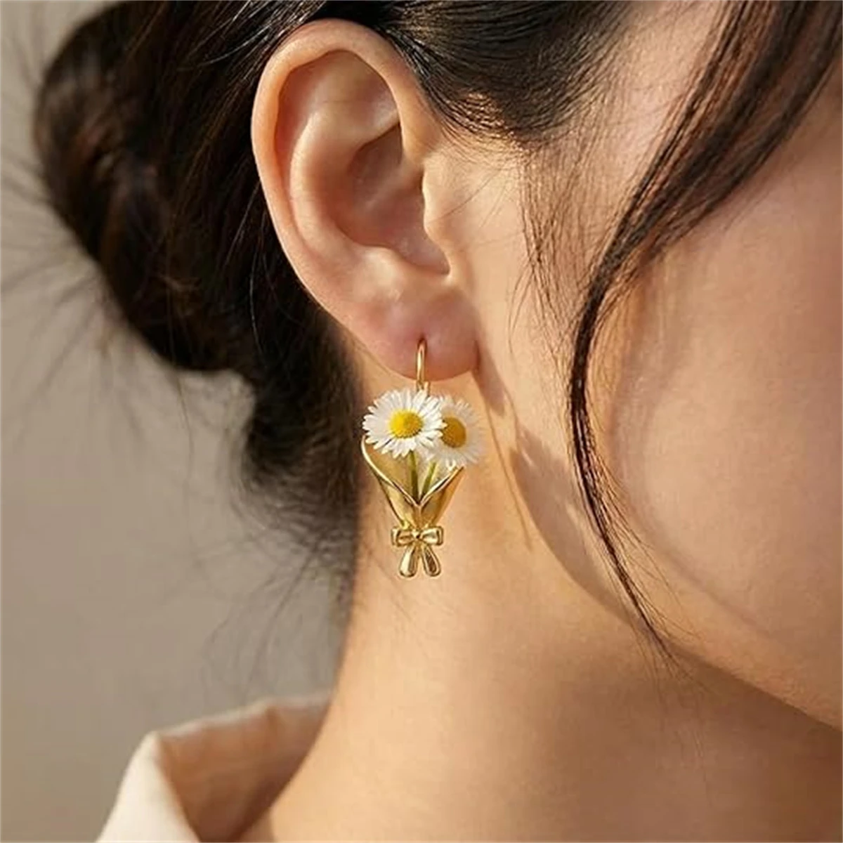DIY Blumenstrauß-Anhänger Ohrringe Halskette für Frauen Kreative Einsteckbare Blumen-Ohrringe Modischer Ästhetischer Täglicher Schmuck Geschenke