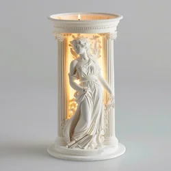 3D Athena Goddess Candle Silicone Mold Greek Athena Statue Roman Column Resin Mold Goddess Woman Sculpture Gypsum Mold