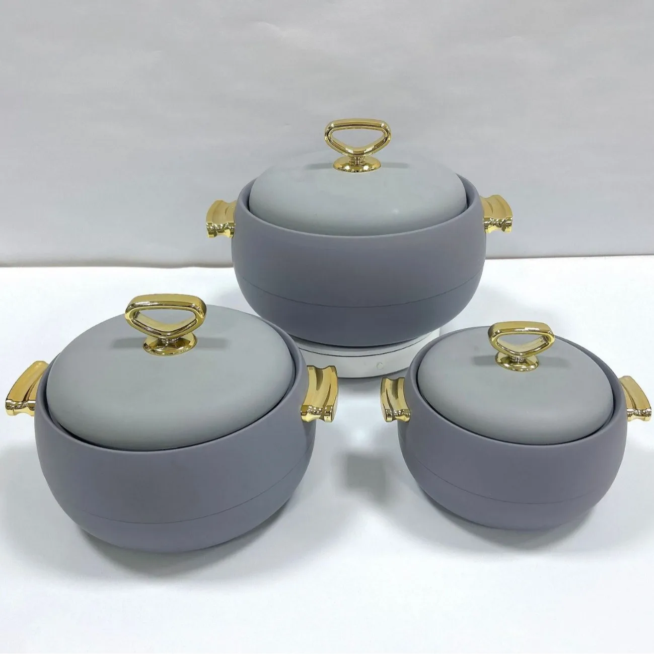 

Customized 3PCS 1L+2L+3.5L Colorful Food Storage Container Set ABS+Steel Mix Color Food Storage & Container for Ramadan