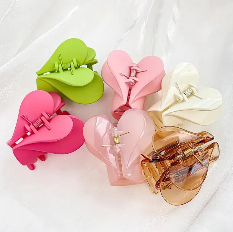 Double Heart Super Fairy French Love Double Layer Acrylic grab clip senior sense design niche sweet shark clip Headwear