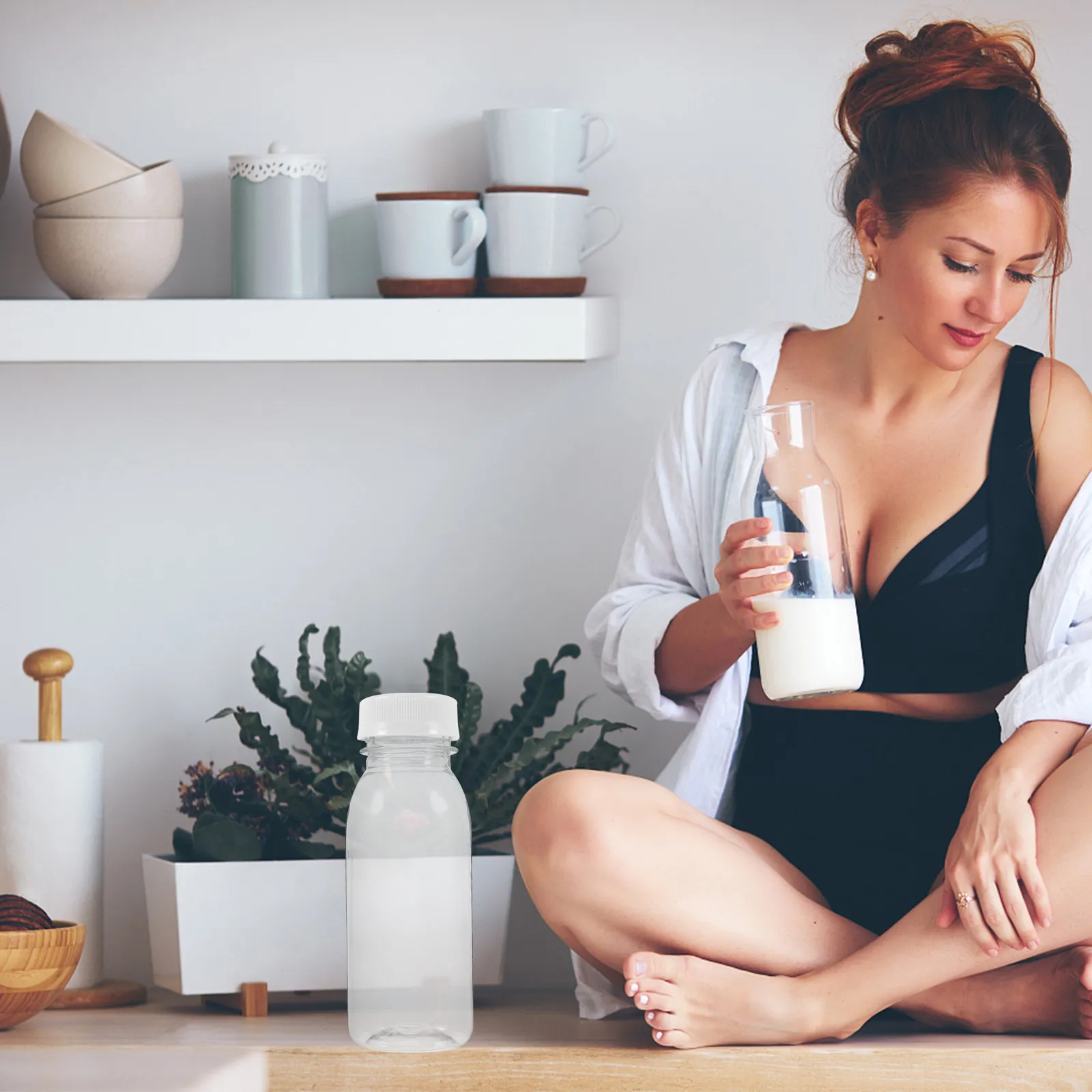 Botellas de Plástico para Almacenamiento de Leche de 200 ml, 10 Piezas, Recipientes Transparentes para Jugo, Latas Transparentes para Bebidas, Agua y Yogur