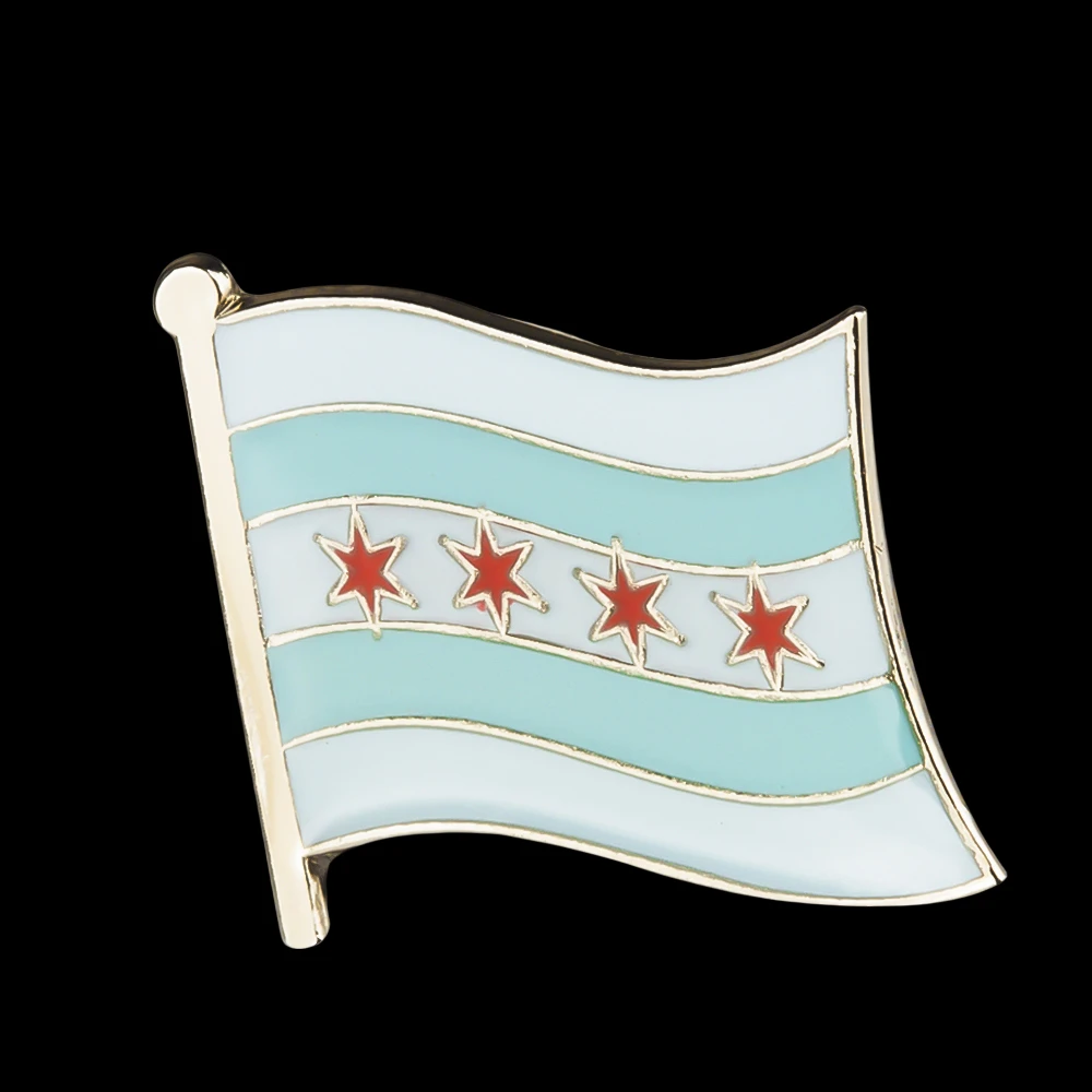 Chicago Flag Badge Brooch Natinal Lapel Pins Flag Lapel Pins Country Flag Badge