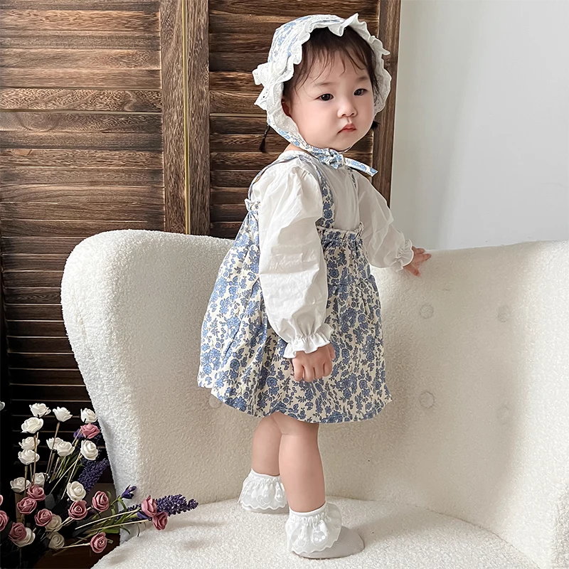 Herbst Mädchen Strampler Kleidung Vollmond Baby Kleidung Kleine Gebrochene Blume Prinzessin Dreieckige Baby Kleidung Set Mit Hut Body