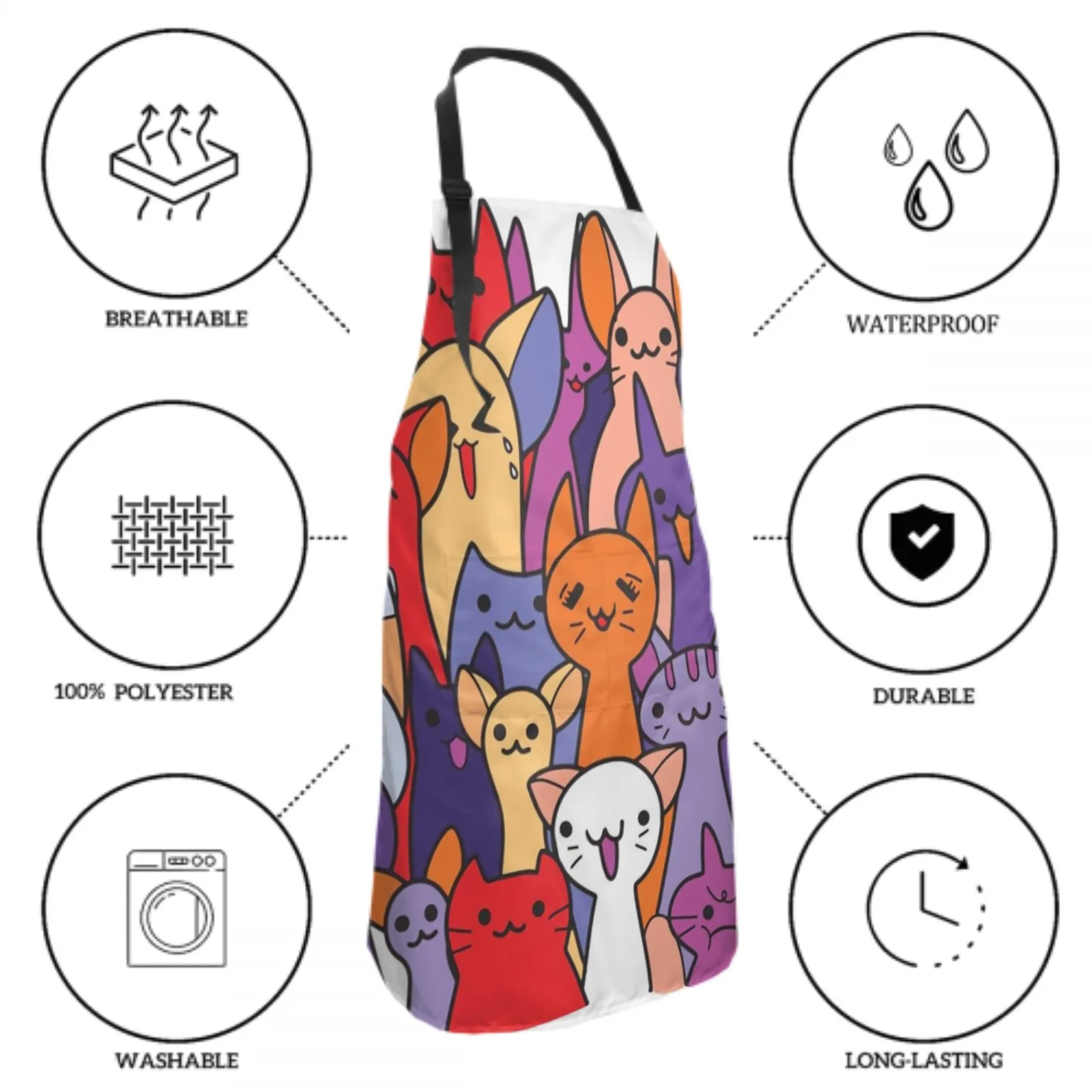 Colorful Waterproof Apron with 2 Pockets Kitchen Chef Apron  Apron for Hair Brushing Cooking Baking Painting Gardening