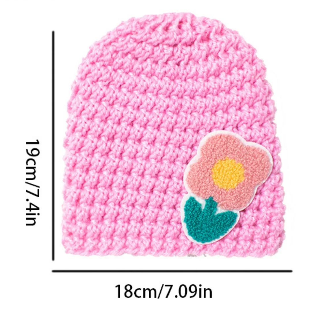 

Children's Accessories Daily Outdoor Hat 2025 Newborn Baby Caps Flower Patch Knit Beanie Winter Warm Cute Headwear for Boy Girl