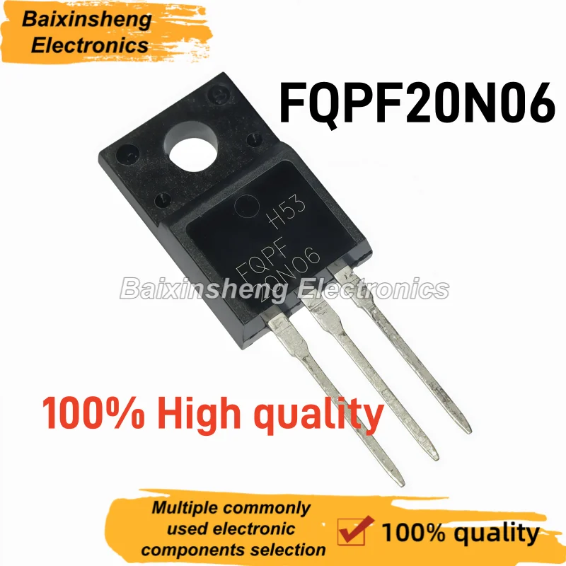 10/30PCS NEW FQPF20N06 TO‑220F N‑Channel Power MOSFET 20N06 60V20A Transistor IC Chip for Switching Power Supply