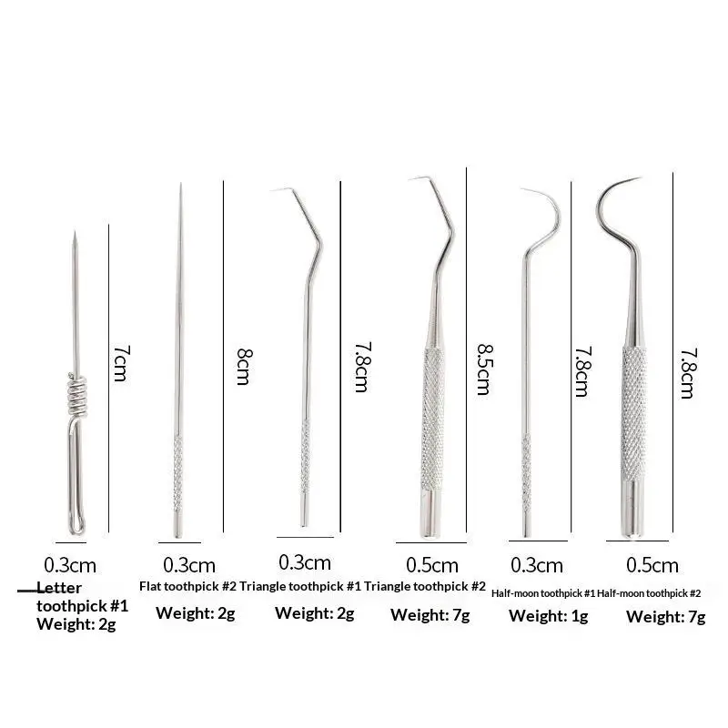 1/9Pcs Stainless Steel Reusable Toothpick Dental Floss Set Tooth Clean Tools With Metal Case For Home Travel Daily Teeth Care