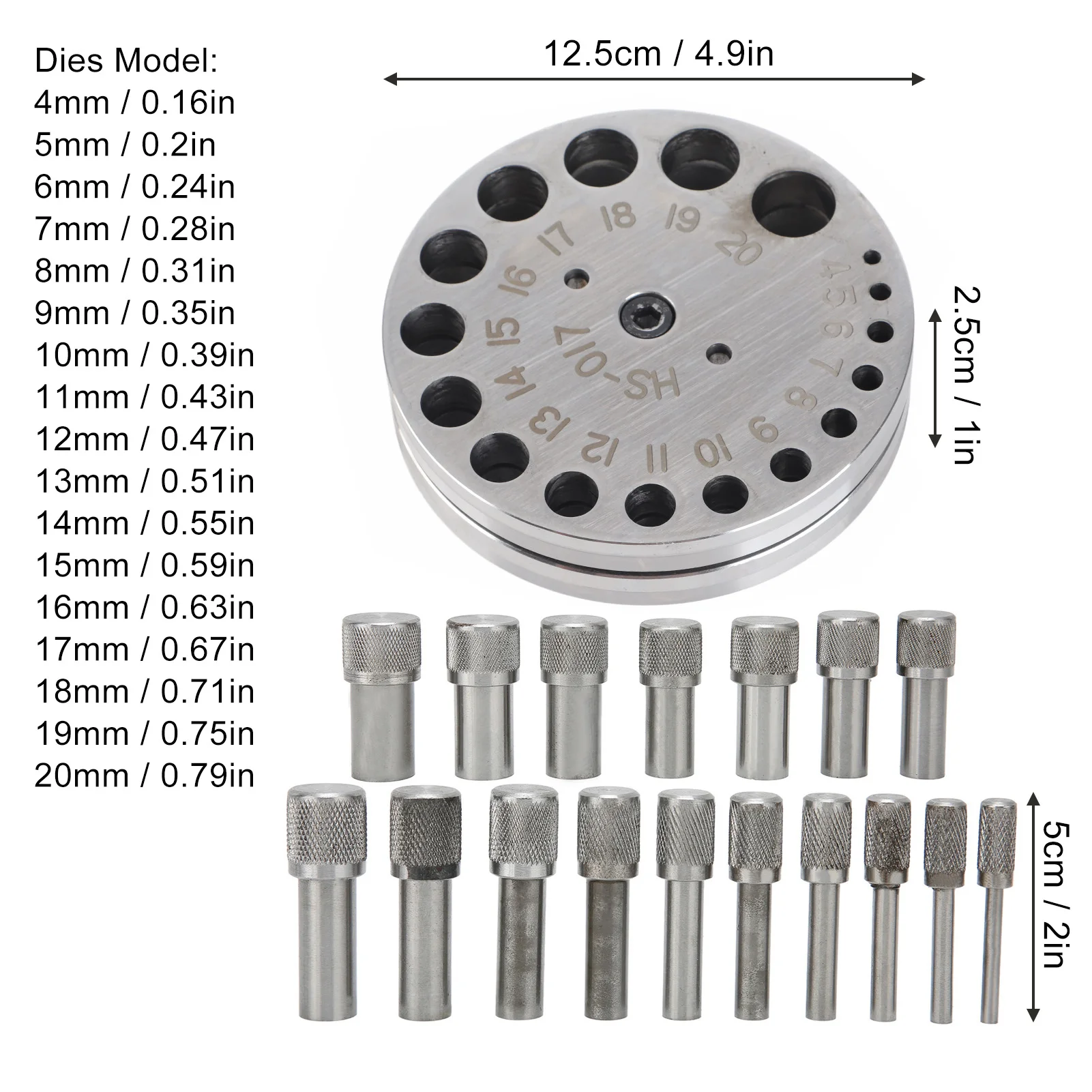 Round Disc Cutter Set Professional Steel Jewelry Making Metal Forming Pendant Punch Tool Punch Die Disc Round Disc Cutter