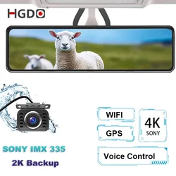 HGDO M420 Rear View Mirror 4K SONY IMX415 Front Dash Cam with 2K SONY IMX335 Backup Camera Car DVR Recorder WIFI GPS 24H Monitor