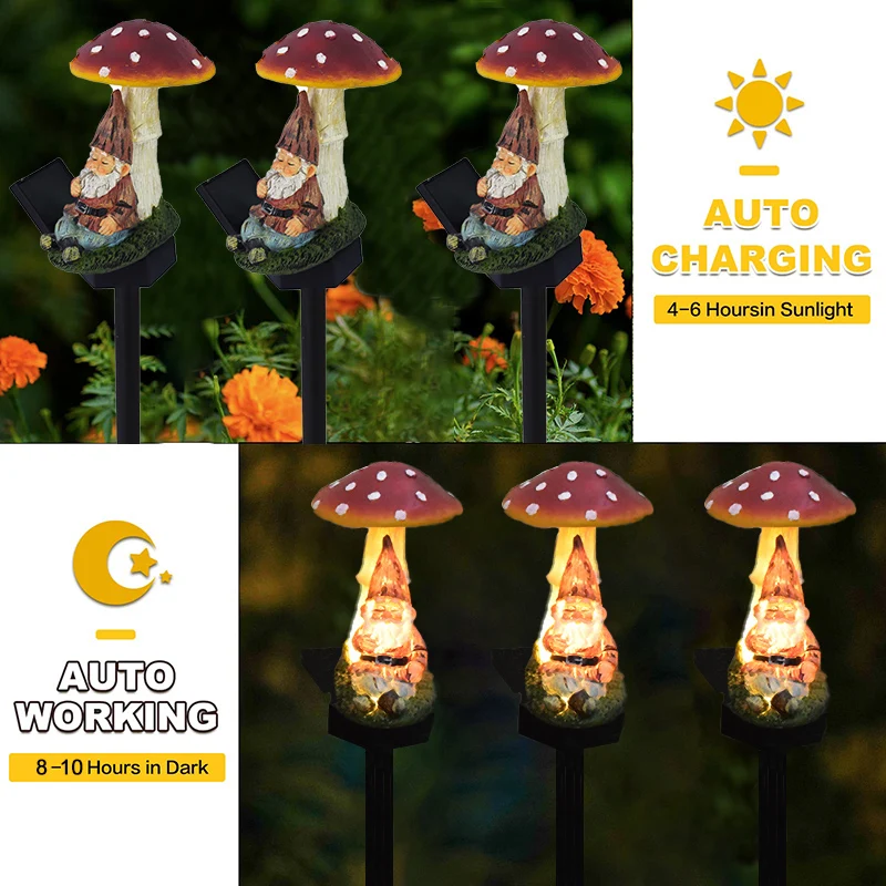 Solar Owl Garden Light Outdoor babbo natale lampada a fungo LED Landscape Lawn Lantern decorazione statua in resina impermeabile per la festa/natale