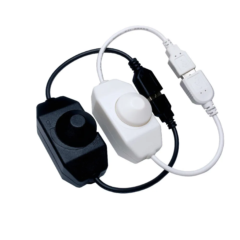 USB LED Knob Dimmer DC 5V Brightness Adjust Switch Controller Connector for 5050 3528 2835 5V Lights Strip Stepless Dimming