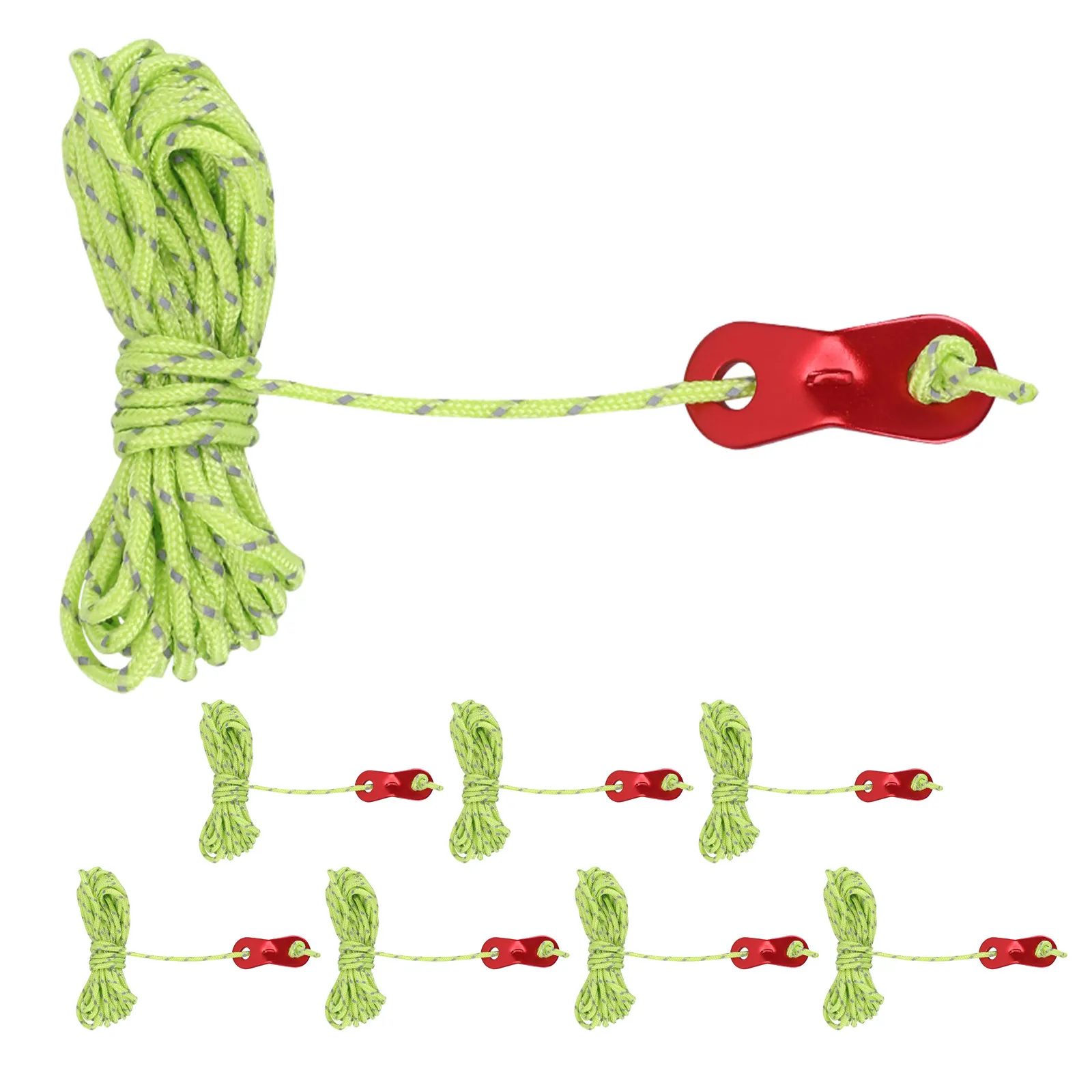 8Pcs Tent Tie Down Ropes Reflective Nylon Cord Buckle Outdoor Camping Lines Glow Dark Windproof Canopy String