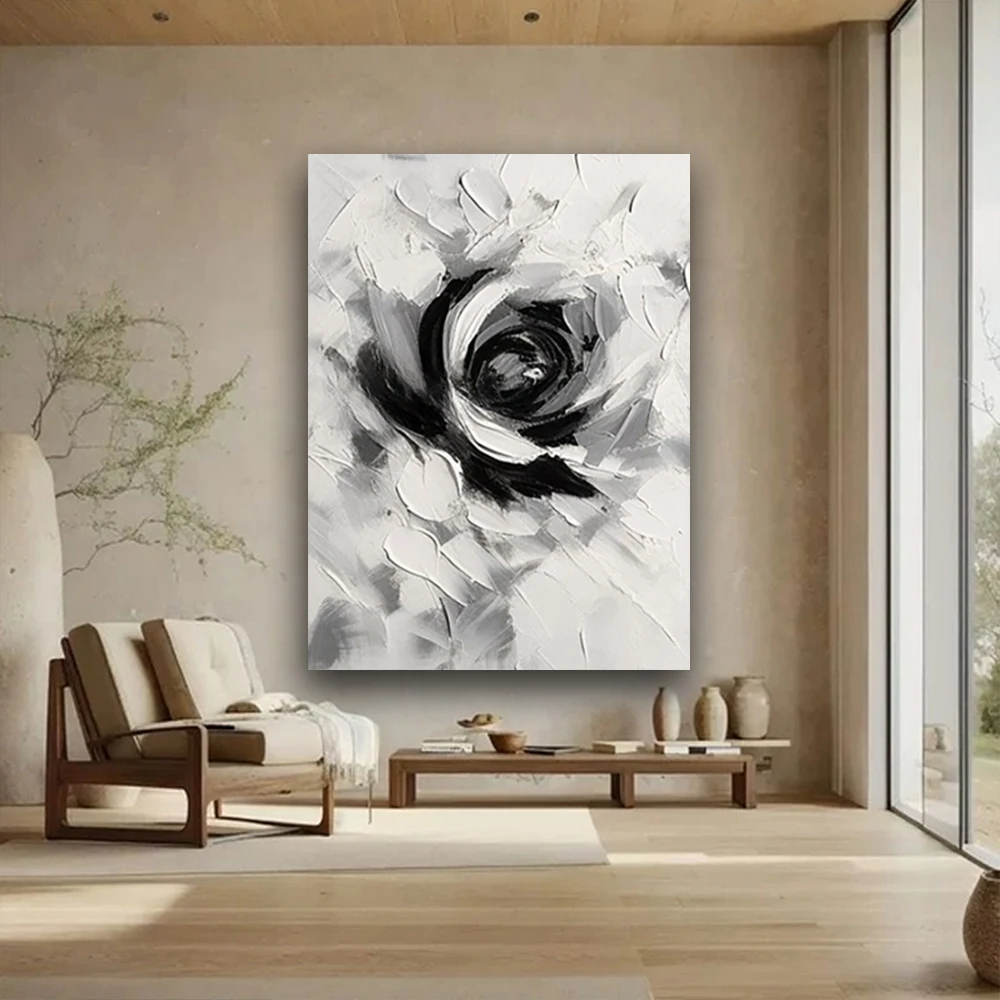 الحديثة شجرة المشارك رمادي أبيض أصفر ثلاثية الأبعاد الزهور النفط اللوحة رسمت باليد قماش صورة ديكور غرفة المعيشة المنزل جدار الفن نمط