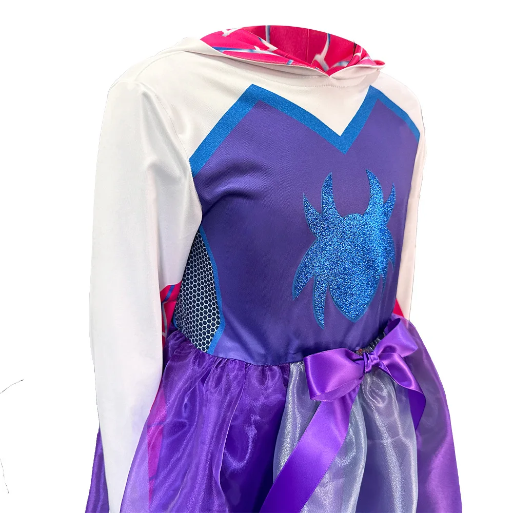 Film Gwen Cosplay Kostuum Stacy Vermomming Paarse Jurk Voor Meisjes Kinderen Outfits Halloween Carnaval Feest Kleding Rollenspel