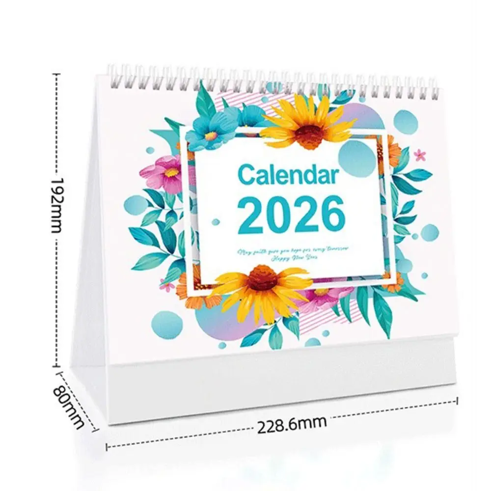 Kalender Meja Dekoratif Penyangga Stabil Pola Indah Kalender Desktop Kalender Terikat Penyangga Segitiga Perencana Kustom