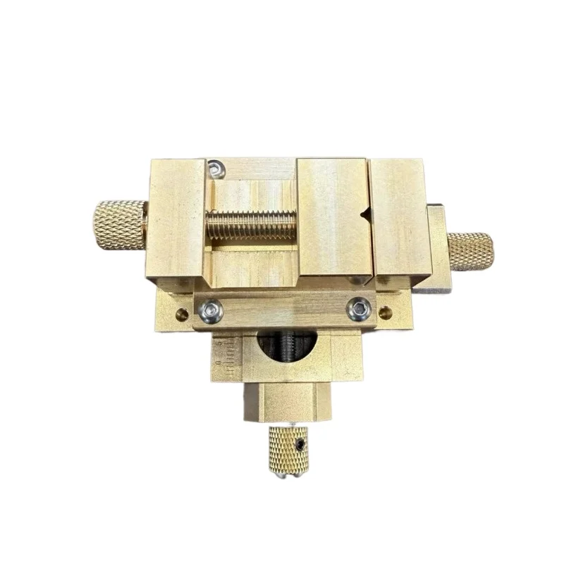 All-Copper Miniature Dovetail Groove Cross Slide Table, Lead Screw Fine Tuning XY Axis Displacement Platform with Mini Vise