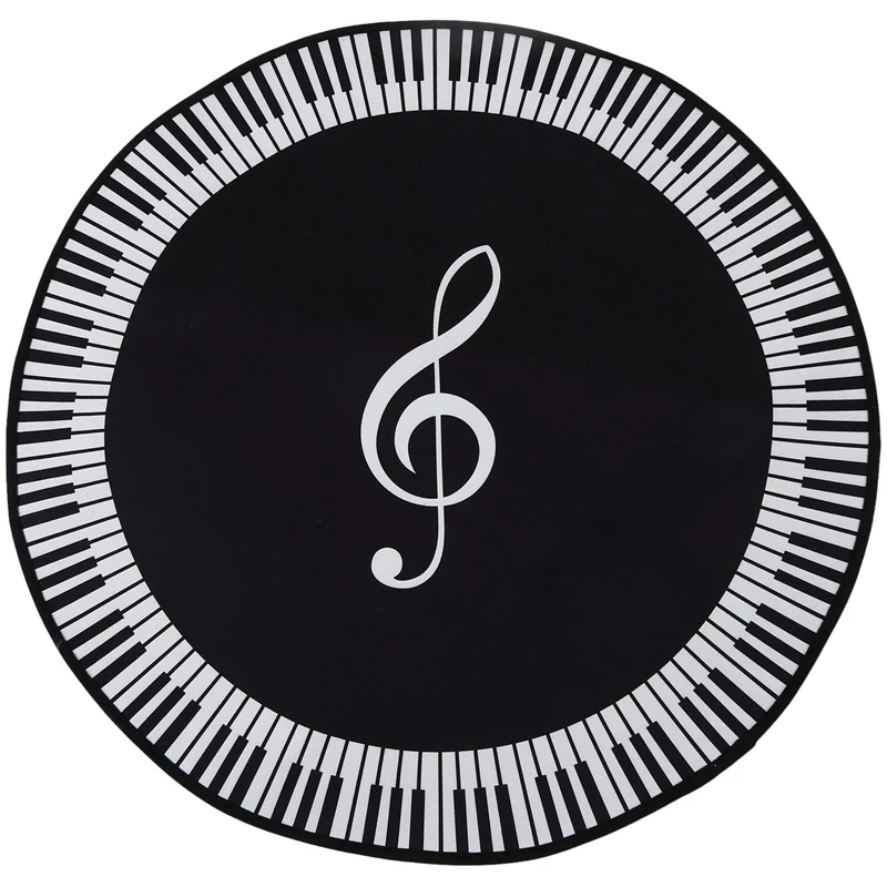 

New Carpet Music Symbol Piano Key Black White Round Carpet Non-Slip Carpet Home Bedroom Mat Floor Decoration Promotion