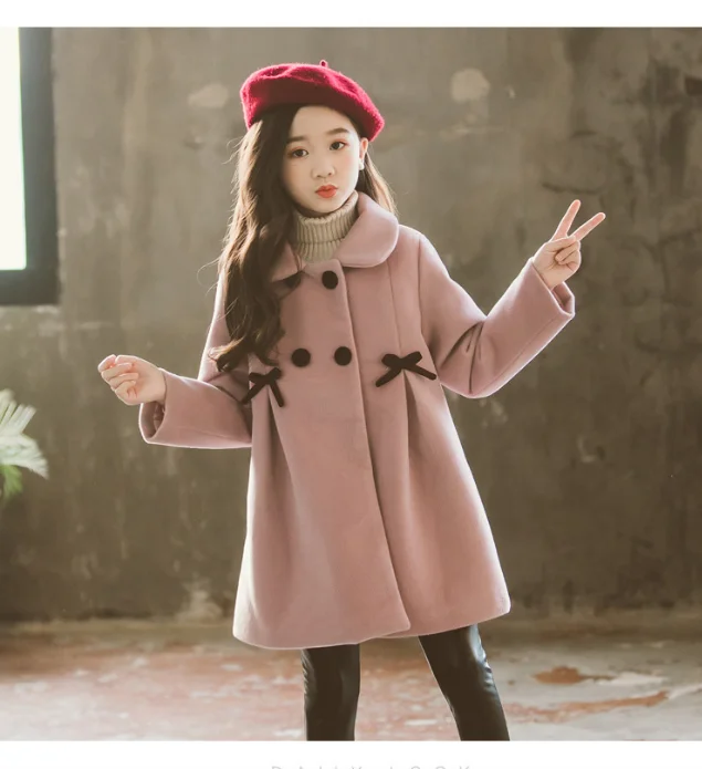 Cate bambini giacca per ragazze inverno lana caldo soprabito moda ragazze vestiti bambini capispalla autunno ragazze cappotto