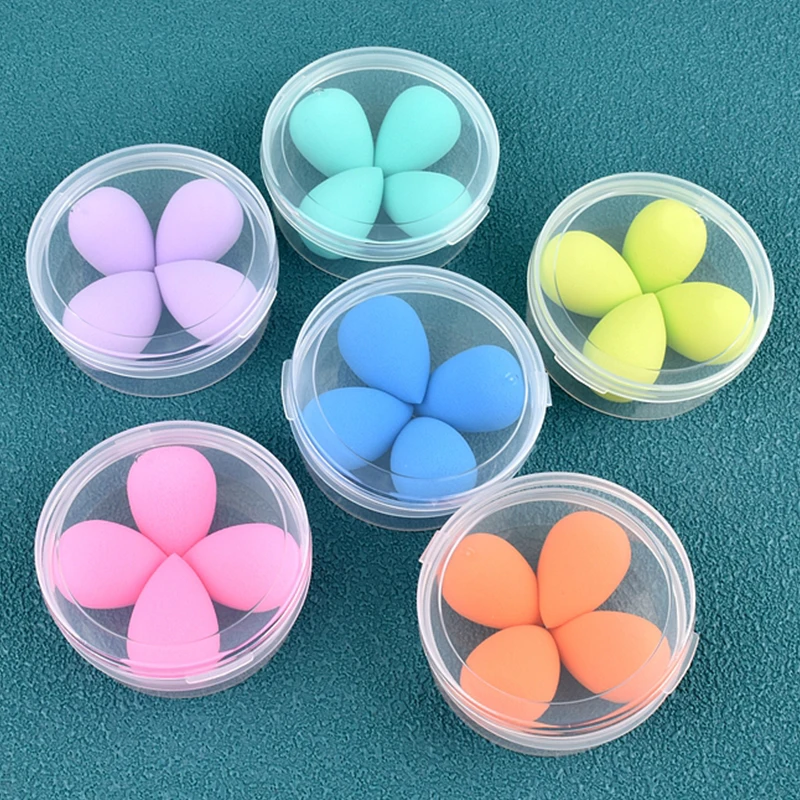 

4Pcs Mini Makeup Sponge Powder Cosmetic Puff Dry and Wet Small Beauty Egg for Foundation Cream Concealer Makeup Blender with Box