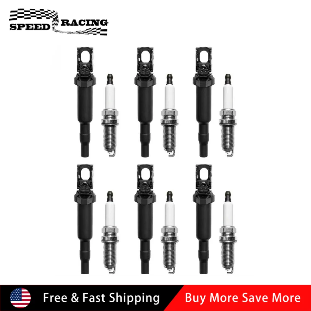 

12137562744 12137571643 12137594937 6 pcs Ignition Coil +6 pcs Spark Plug For 2006-2007 BMW 530xi 525xi 525i 330i 3.0L