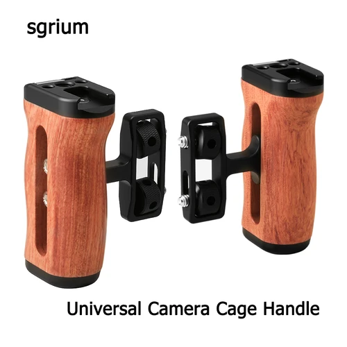 Jaula Universal para cámara sgrium, mango de madera del lado izquierdo/derecho con orificios de 1/4 pulgadas, zapata fría para Sony Cage, grabación de vídeo auxiliar