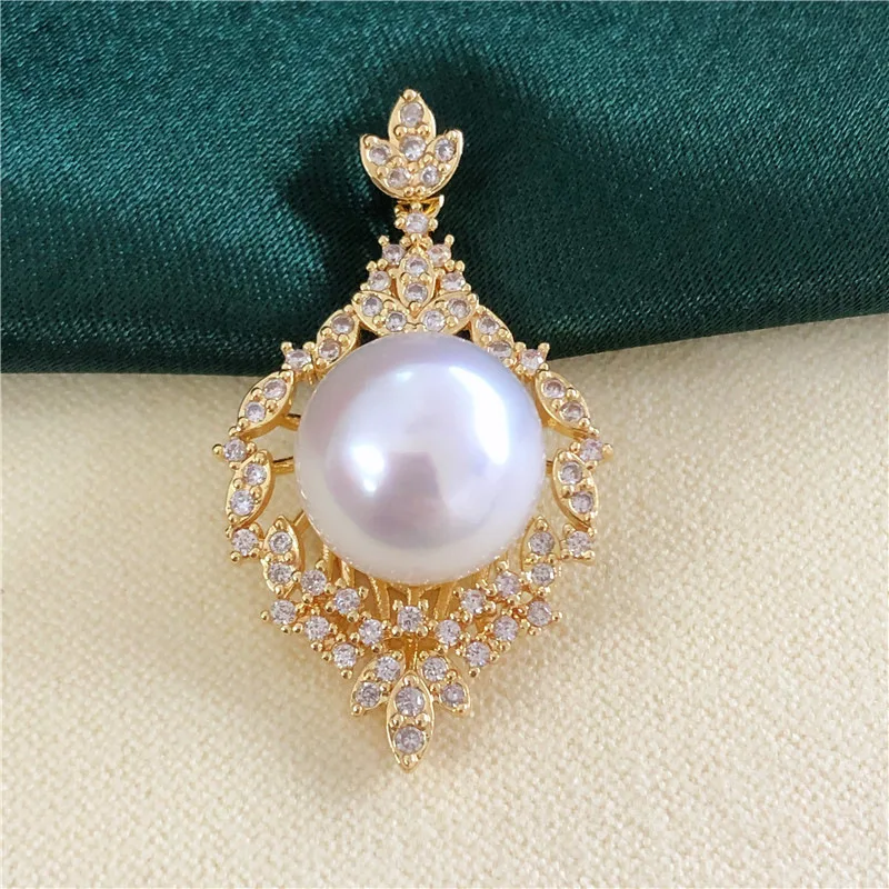 

Natural Charming White AAA 12-13mm South Sea Pearls Pendant Necklace Micro inlaid zircon popular pendant necklace