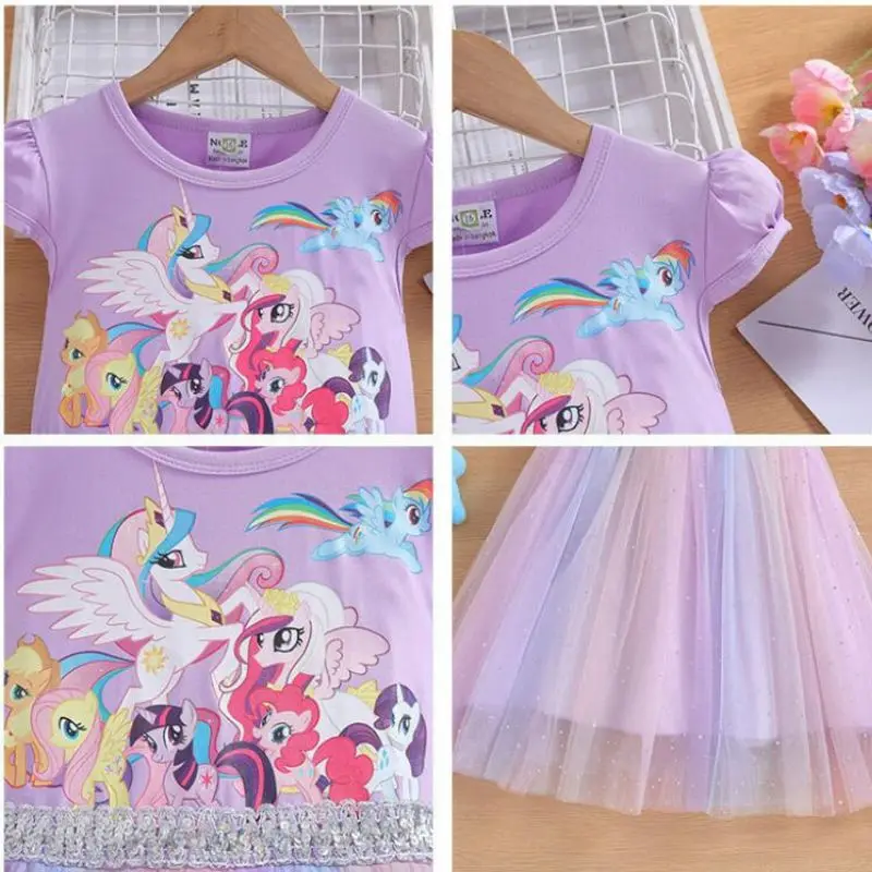 Unicorn Pony Dresses For Girls Clothes Birthday Party Evening Dress Children Flower Vestidos Girls Summer Holiday Dress