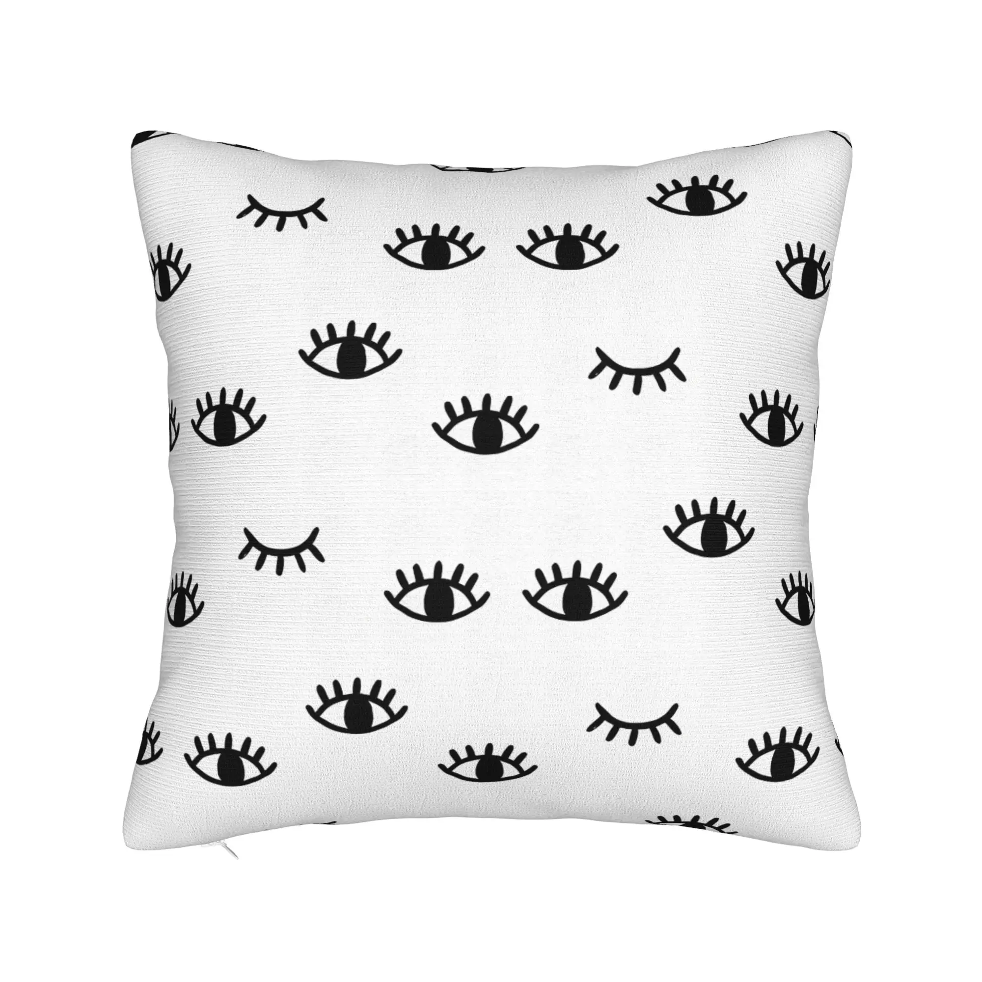 Pillow Case Eyelash Velvet Print Beauty Glam Closed Eyes Soft  Pillow Cover For Living Room Sofa Cute Funny Pillowcases